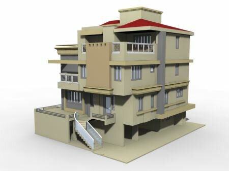 3D House Building render